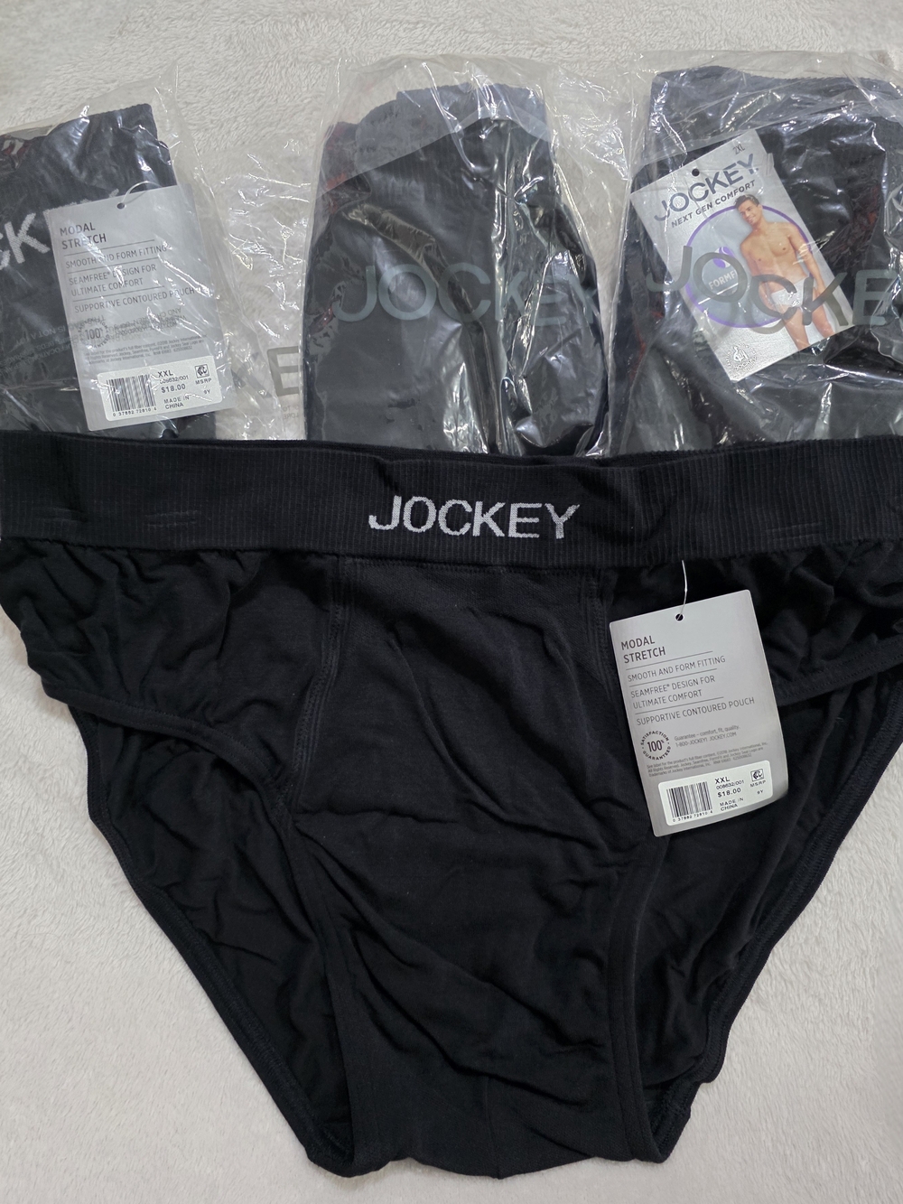 Jockey Black Men's Modal Stretch Briefs with Branded Waistband